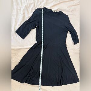 Lark & Ro Black Fit-and-Flare Three-Quarter Sleeve Dress